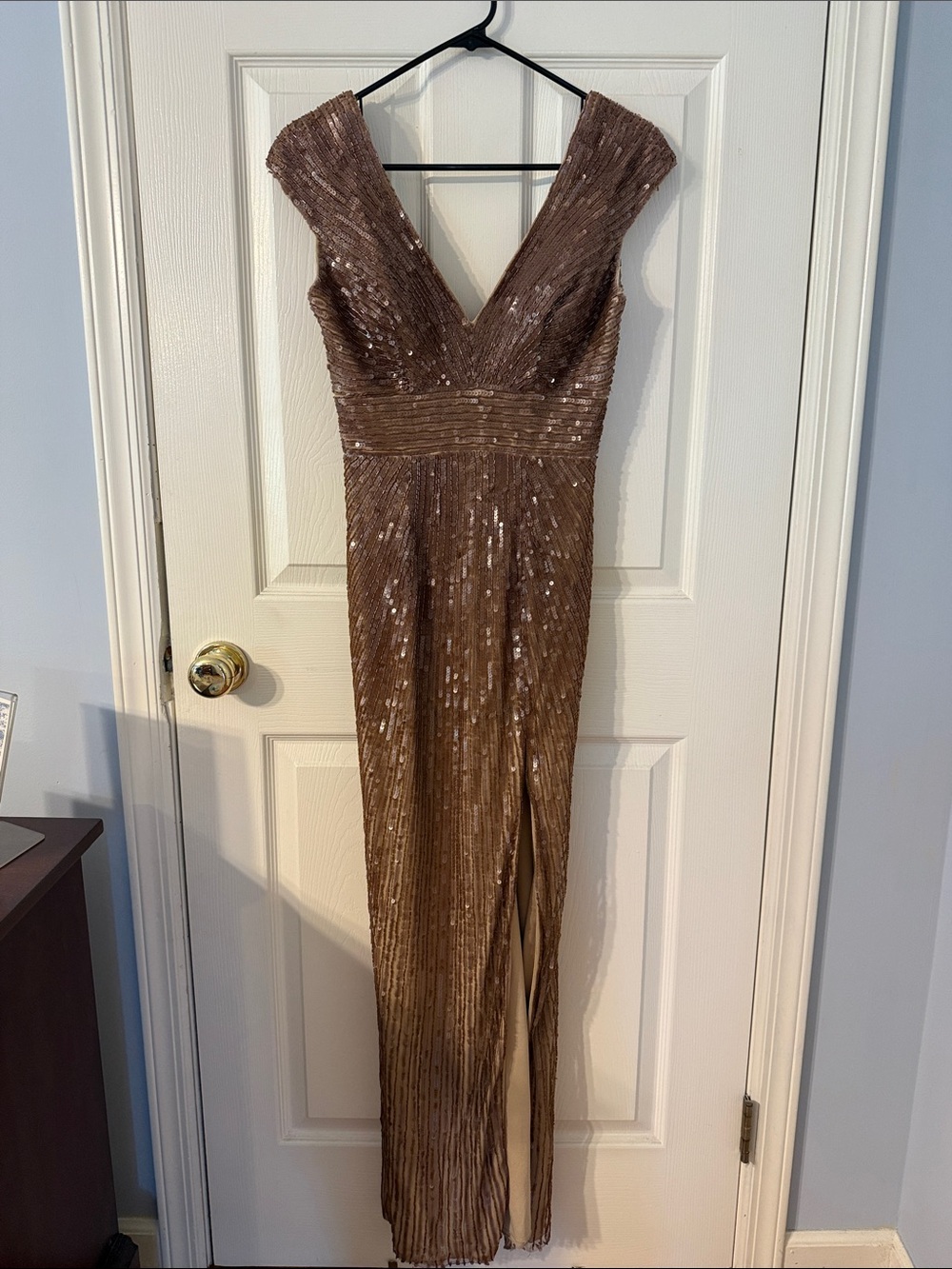 Mac Duggal Tan Evening Dress